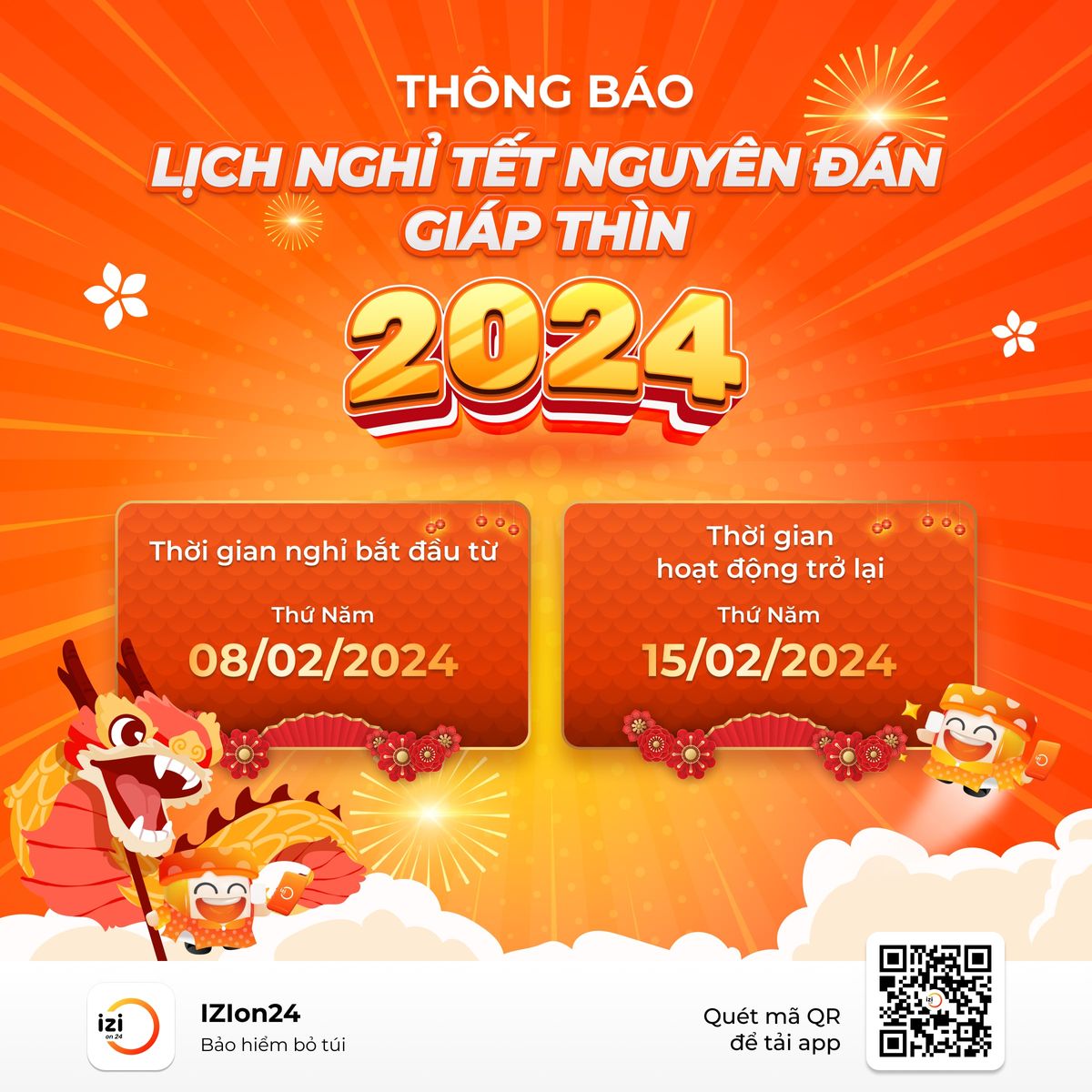 Izi Fb Post 65 Thông Báo Lịch Nghỉ Tết Nguyên Đán Giáp Thìn 2024